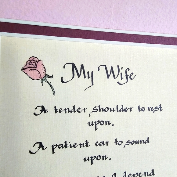 1991 "My Wife" Poem Picture Frame | Wife Poem Picture Roses Vintage White Frame - Picture 10 of 12